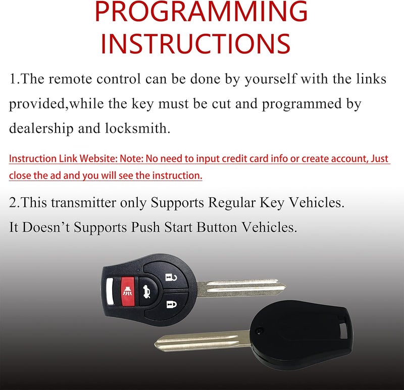MechanMagic Key Fob Remote Replacement Fits for Nissan Sentra 2013-2019/Rogue 2008-2015/Versa 2007-2015/Armada/Maxima/Murano/Infiniti FX35 FX45 CWTWB1U816 Keyless Entry Remote Control ID46 CHIP - Image 3